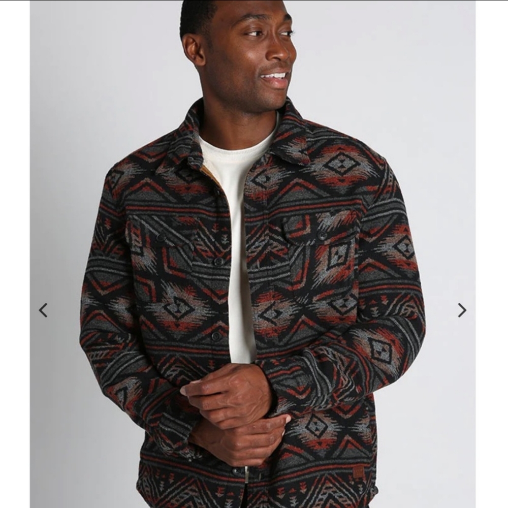 Jachs Men's Sherpa Lined Wool Blend Button Down Shirt Jacket Shacket  Large Nwt